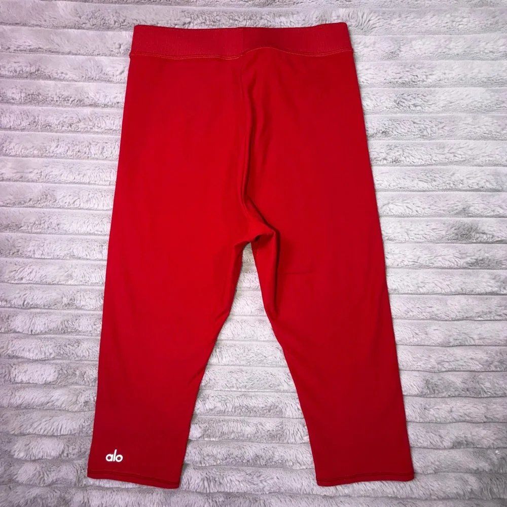Alo Yoga Women Small Alosoft High-Waist Iconic 90's Capri Red Legging Long Short